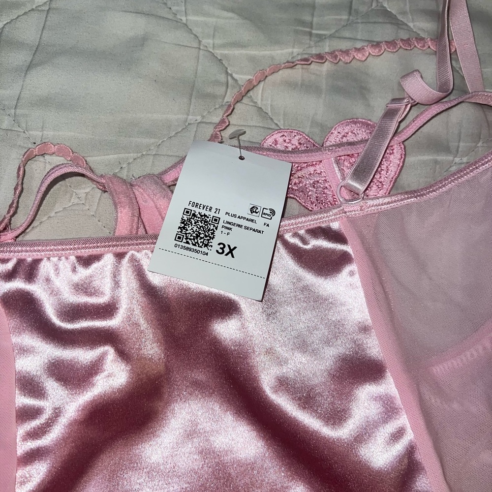 Pink Satin and Mesh Bodysuit - Picture 6 of 7